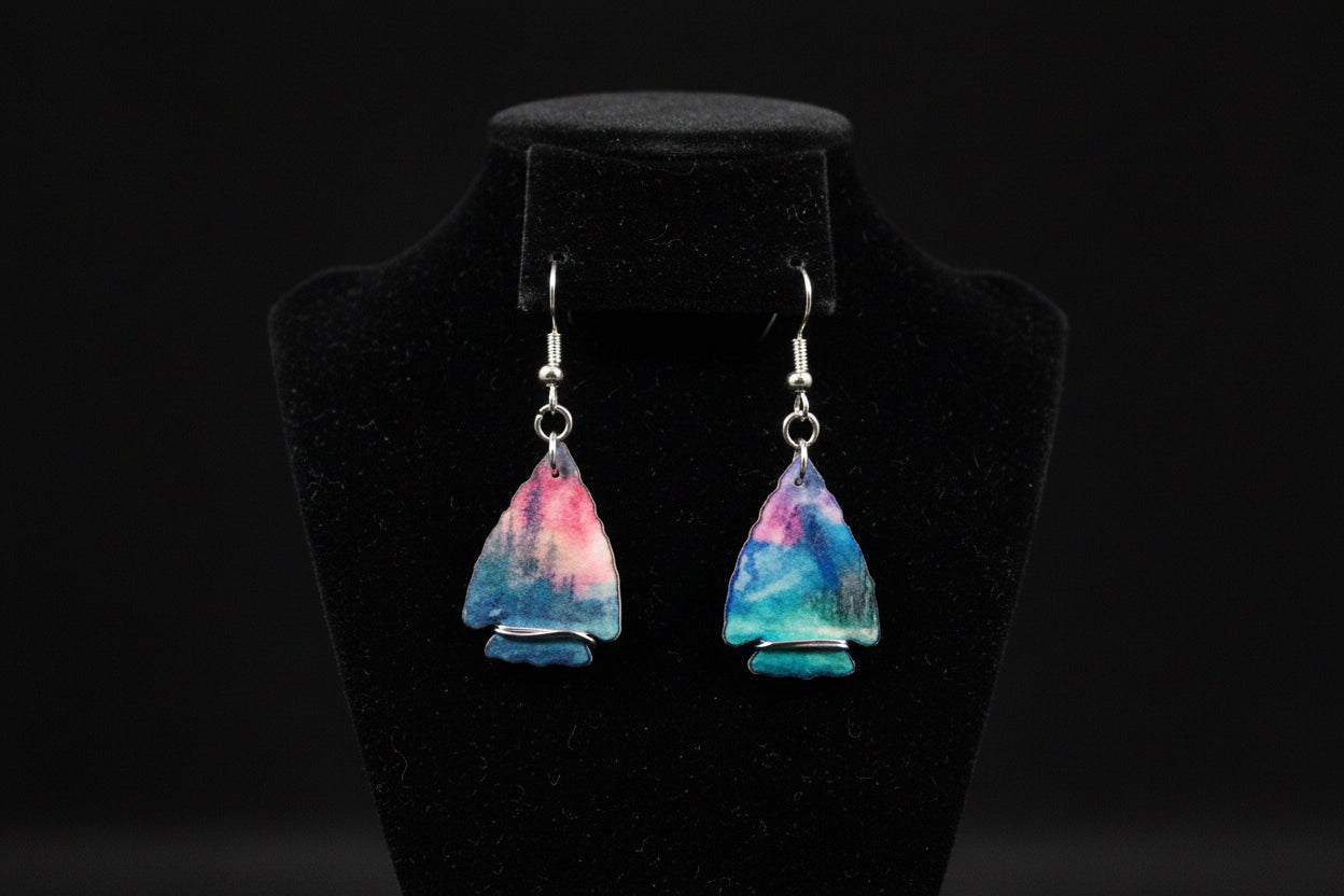Scenic Arrow Head - Polymer Clay Earrings - HandCrafted