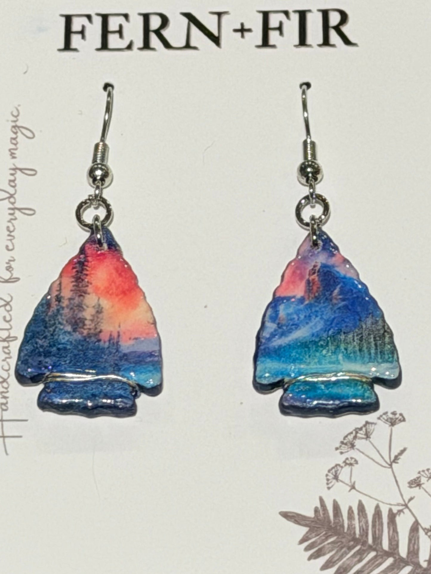 Scenic Arrow Head - Polymer Clay Earrings - HandCrafted