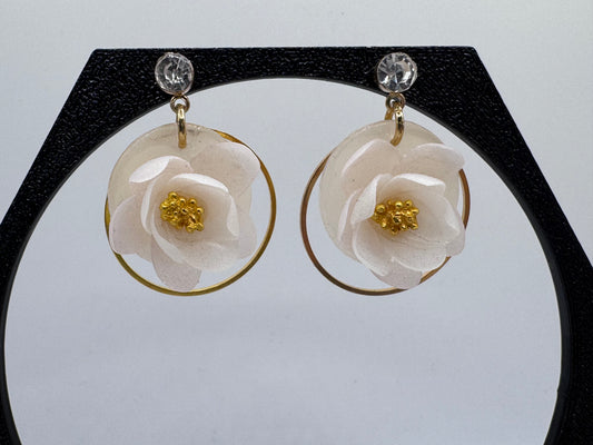White Camellia Hoops