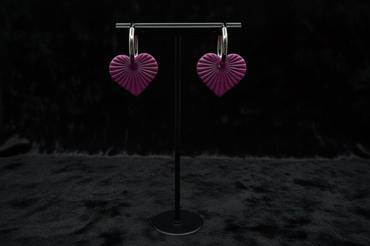 Burst Heart - Huggie Hoops - Polymer Clay Earrings - HandCrafted