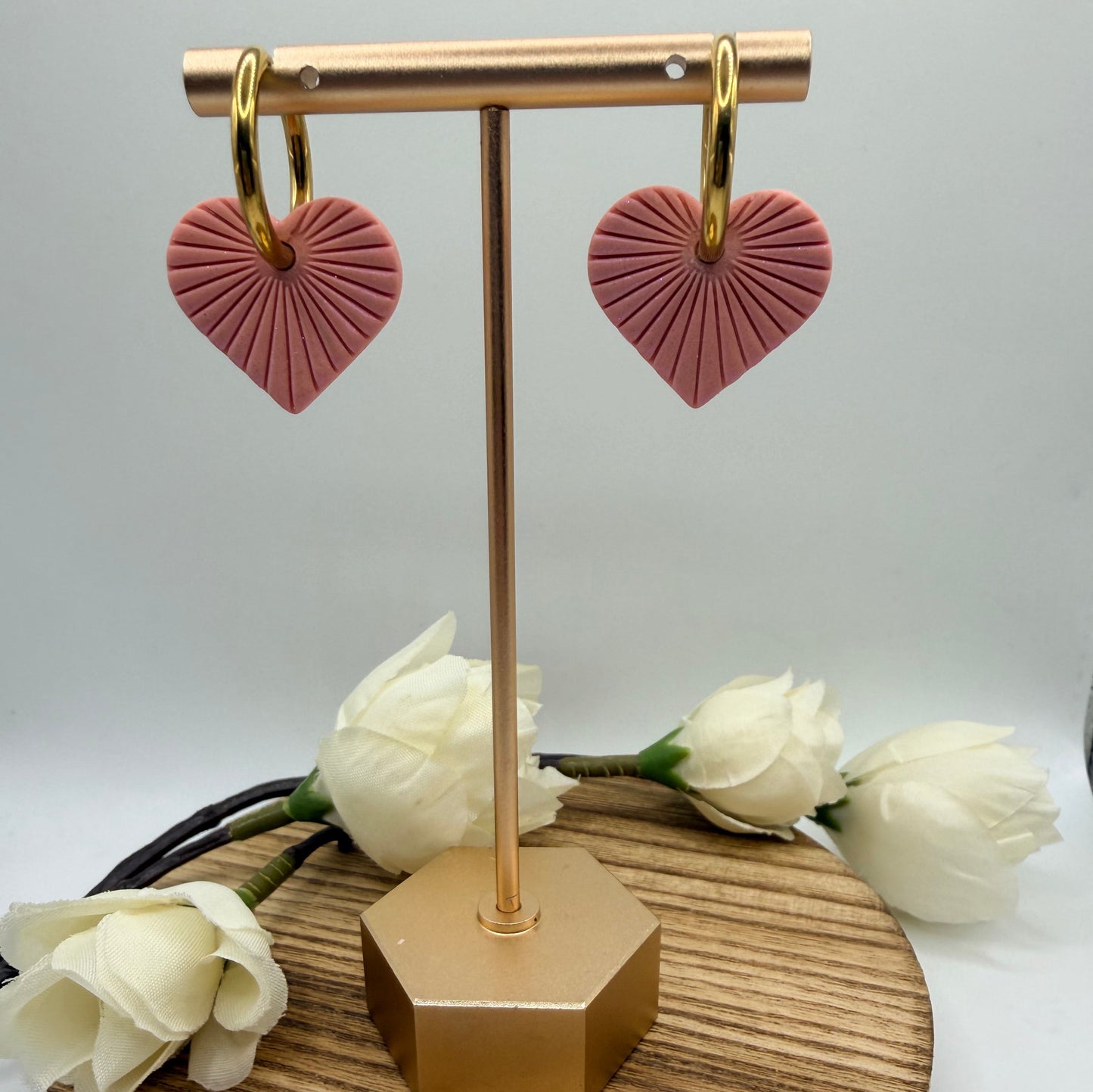 Burst Heart - Huggie Hoops - Polymer Clay Earrings - HandCrafted